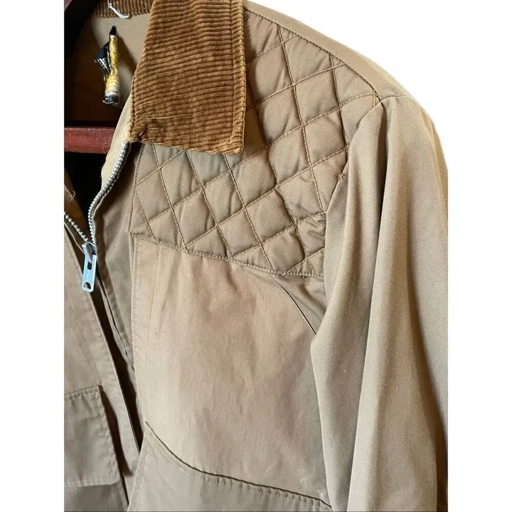 Field & Fireside Vintage Men’s Hunting Jacket Tan Quilted 1960’s Large-RARE